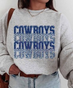 T Sweatshirt Women 1 TSBN125 Cowboys Team Repeat Leopard Dallas Cowboys T Shirt