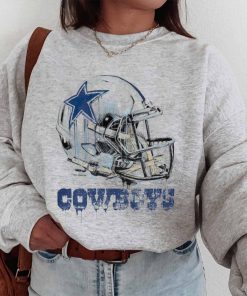 T Sweatshirt Women 1 TSBN155 Vintage Helmet Dripping Painting Style Dallas Cowboys T Shirt