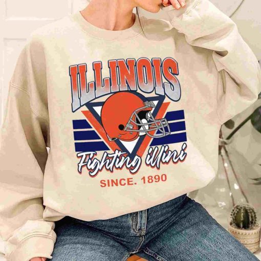 T Sweatshirt Women 1 TSNCAA12 Illinois Fighting Illini Vintage Team University College NCAA Football T Shirt