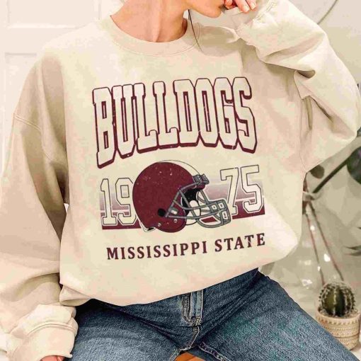 T Sweatshirt Women 1 TSNCAA37 Bulldogs Mississippi State Retro Helmet University College NCAA Football T Shirt