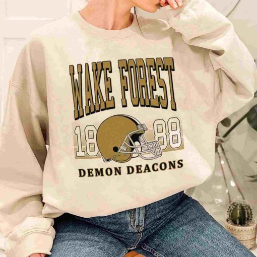 T Sweatshirt Women 1 TSNCAA44 Wake Forest Demon Deacons Retro Helmet University College NCAA Football T Shirt