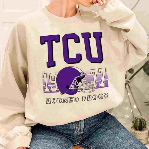 T Sweatshirt Women 1 TSNCAA45 Tcu Horned Frogs Retro Helmet University College NCAA Football T Shirt