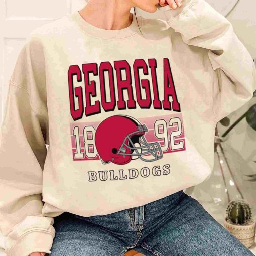 T Sweatshirt Women 1 TSNCAA46 Georgia Bulldogs Retro Helmet University College NCAA Football T Shirt