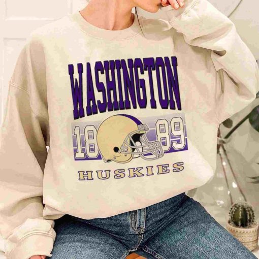 T Sweatshirt Women 1 TSNCAA53 Washington Huskies Retro Helmet University College NCAA Football T Shirt