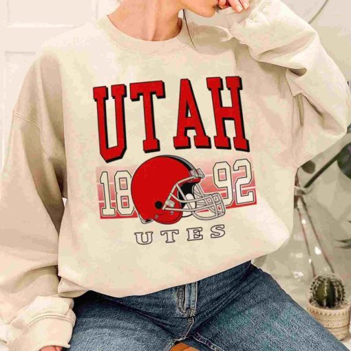 T Sweatshirt Women 1 TSNCAA56 Utah Utes Retro Helmet University College NCAA Football T Shirt 1