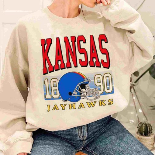 T Sweatshirt Women 1 TSNCAA59 Kansas Jayhawks Retro Helmet University College NCAA Football T Shirt