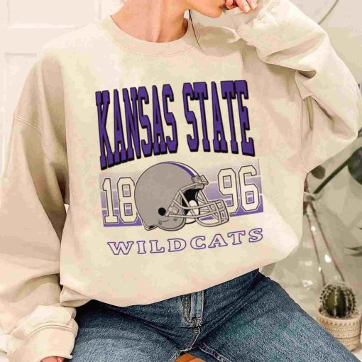 T Sweatshirt Women 1 TSNCAA61 Kansas State Wildcats Retro Helmet University College NCAA Football T Shirt