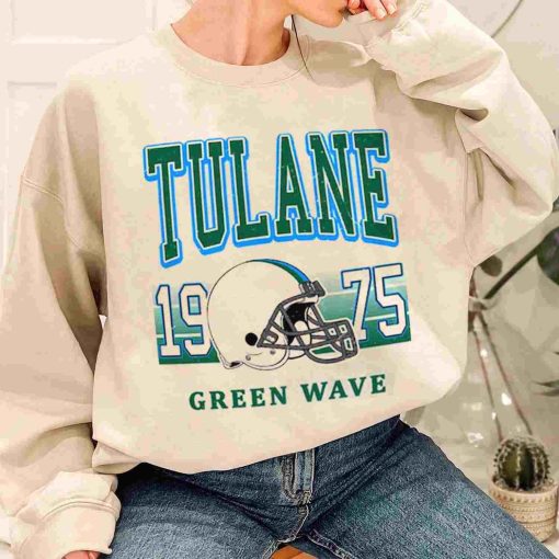 T Sweatshirt Women 1 TSNCAA66 Tulane Green Wave Retro Helmet University College NCAA Football T Shirt