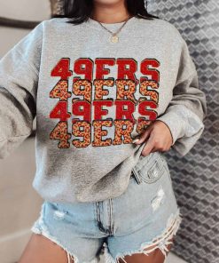 T Sweatshirt Women 2 TSBN127 49ers Team Repeat Leopard San Francisco 49ers T Shirt 1