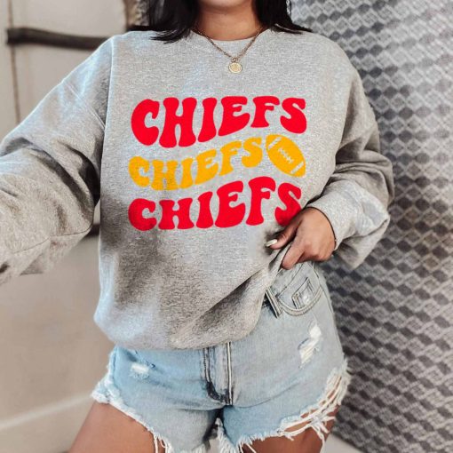 T Sweatshirt Women 2 TSBN128 Chiefs Team Repeat Text Kansas City Chiefs T Shirt 1