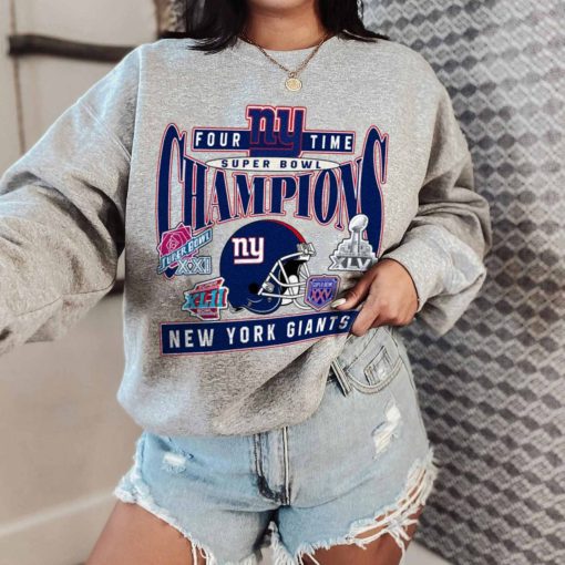 T Sweatshirt Women 2 TSBN160 Four Time Super Bowl Champions New York Giants T Shirt