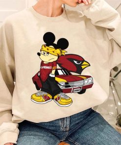 T Sweatshirt Women 3 DSBN006 Mickey Gangster And Car Arizona Cardinals T Shirt