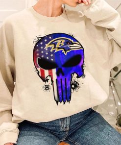 T Sweatshirt Women 3 DSBN043 Punisher Skull Baltimore Ravens T Shirt