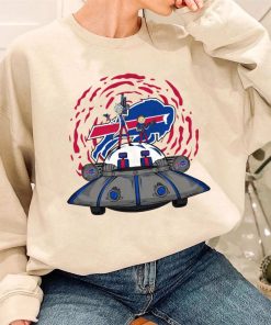 T Sweatshirt Women 3 DSBN064 Rick Morty In Spaceship Buffalo Bills T Shirt