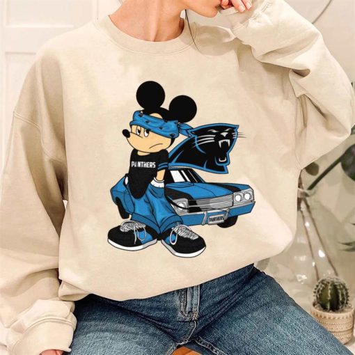 T Sweatshirt Women 3 DSBN080 Mickey Gangster And Car Carolina Panthers T Shirt