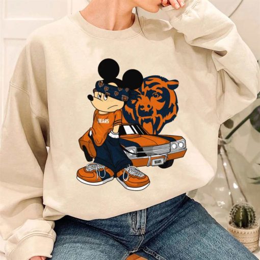 T Sweatshirt Women 3 DSBN083 Mickey Gangster And Car Chicago Bears T Shirt