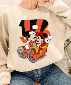 T Sweatshirt Women 3 DSBN099 Mickey Minnie Santa Ride Sleigh Christmas Cincinnati Bengals T Shirt