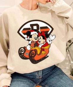 T Sweatshirt Women 3 DSBN116 Mickey Minnie Santa Ride Sleigh Christmas Cleveland Browns T Shirt
