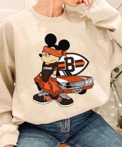 T Sweatshirt Women 3 DSBN127 Mickey Gangster And Car Cleveland Browns T Shirt