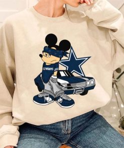 T Sweatshirt Women 3 DSBN134 Mickey Gangster And Car Dallas Cowboys T Shirt