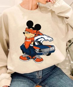 T Sweatshirt Women 3 DSBN157 Mickey Gangster And Car Denver Broncos T Shirt