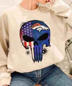 T Sweatshirt Women 3 DSBN158 Punisher Skull Denver Broncos T Shirt