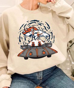 T Sweatshirt Women 3 DSBN159 Rick Morty In Spaceship Denver Broncos T Shirt