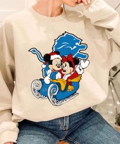 T Sweatshirt Women 3 DSBN168 Mickey Minnie Santa Ride Sleigh Christmas Detroit Lions T Shirt