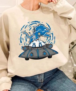T Sweatshirt Women 3 DSBN170 Rick Morty In Spaceship Detroit Lions T Shirt