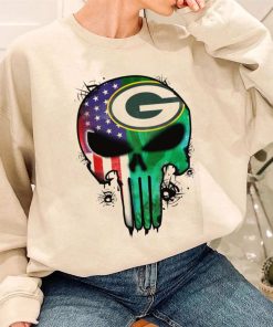 T Sweatshirt Women 3 DSBN182 Punisher Skull Green Bay Packers T Shirt