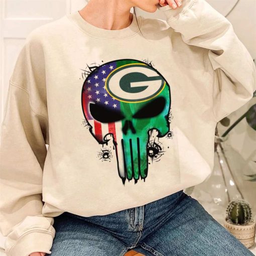 T Sweatshirt Women 3 DSBN182 Punisher Skull Green Bay Packers T Shirt