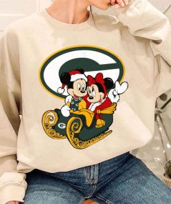 T Sweatshirt Women 3 DSBN189 Mickey Minnie Santa Ride Sleigh Christmas Green Bay Packers T Shirt