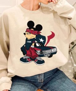 T Sweatshirt Women 3 DSBN208 Mickey Gangster And Car Houston Texans T Shirt