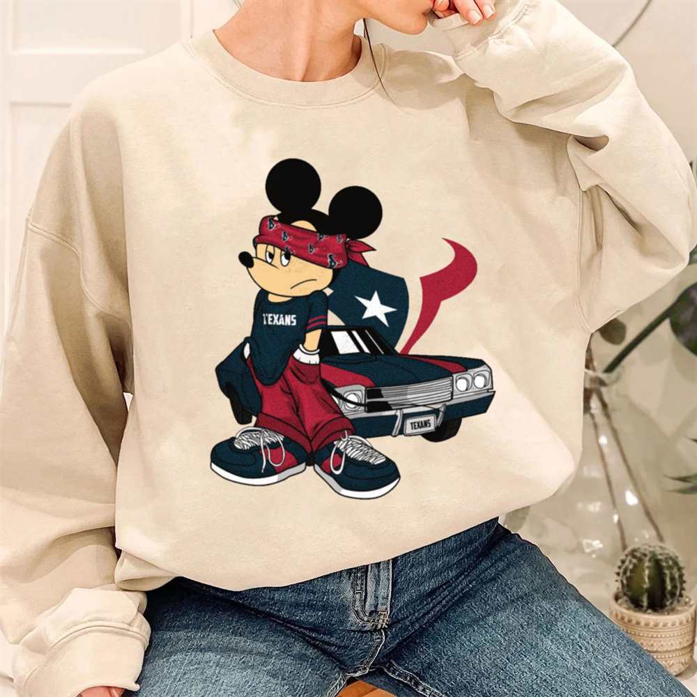Mickey Gangster And Car Houston Texans T-Shirt