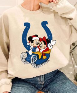 T Sweatshirt Women 3 DSBN212 Mickey Minnie Santa Ride Sleigh Christmas Indianapolis Colts T Shirt