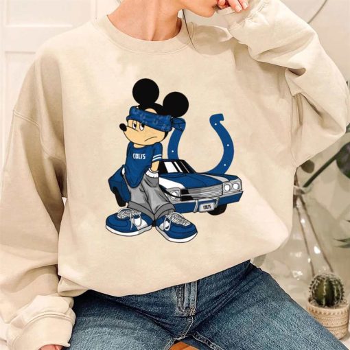 T Sweatshirt Women 3 DSBN224 Mickey Gangster And Car Indianapolis Colts T Shirt