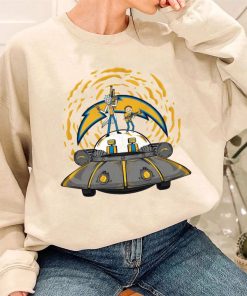 T Sweatshirt Women 3 DSBN286 Rick Morty In Spaceship Los Angeles Chargers T Shirt