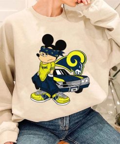 T Sweatshirt Women 3 DSBN301 Mickey Gangster And Car Los Angeles Rams T Shirt