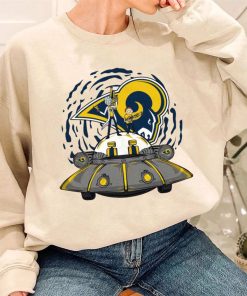 T Sweatshirt Women 3 DSBN302 Rick Morty In Spaceship Los Angeles Rams T Shirt