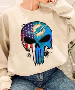 T Sweatshirt Women 3 DSBN316 Punisher Skull Miami Dolphins T Shirt