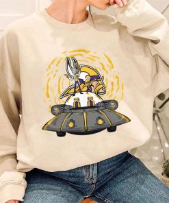 T Sweatshirt Women 3 DSBN329 Rick Morty In Spaceship Minnesota Vikings T Shirt
