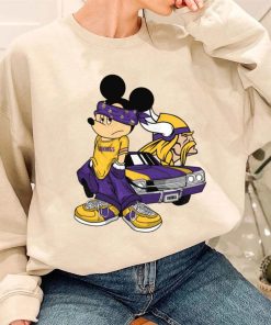 T Sweatshirt Women 3 DSBN336 Mickey Gangster And Car Minnesota Vikings T Shirt