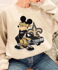 T Sweatshirt Women 3 DSBN368 Mickey Gangster And Car New Orleans Saints T Shirt