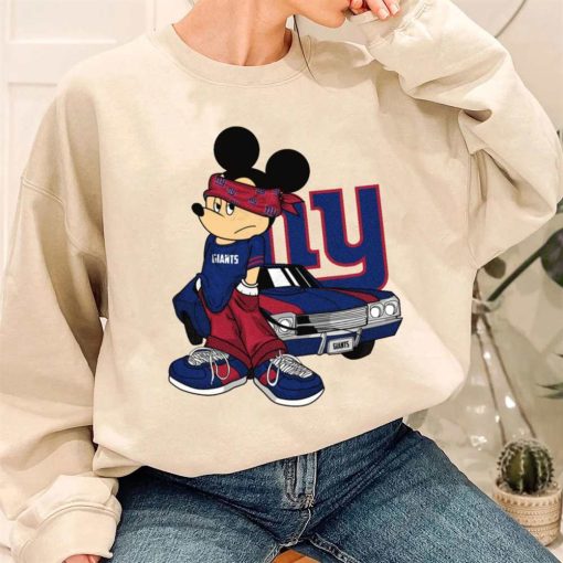T Sweatshirt Women 3 DSBN380 Mickey Gangster And Car New York Giants T Shirt