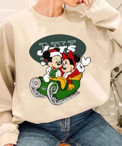 T Sweatshirt Women 3 DSBN394 Mickey Minnie Santa Ride Sleigh Christmas New York Jets T Shirt