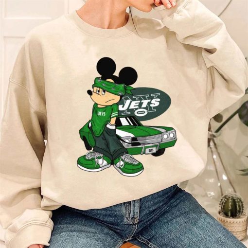 T Sweatshirt Women 3 DSBN398 Mickey Gangster And Car New York Jets T Shirt