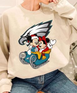 T Sweatshirt Women 3 DSBN414 Mickey Minnie Santa Ride Sleigh Christmas Philadelphia Eagles T Shirt