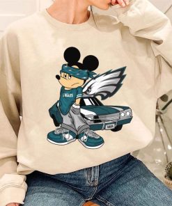 T Sweatshirt Women 3 DSBN416 Mickey Gangster And Car Philadelphia Eagles T Shirt