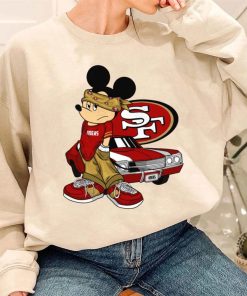 T Sweatshirt Women 3 DSBN445 Mickey Gangster And Car San Francisco 49Ers T Shirt