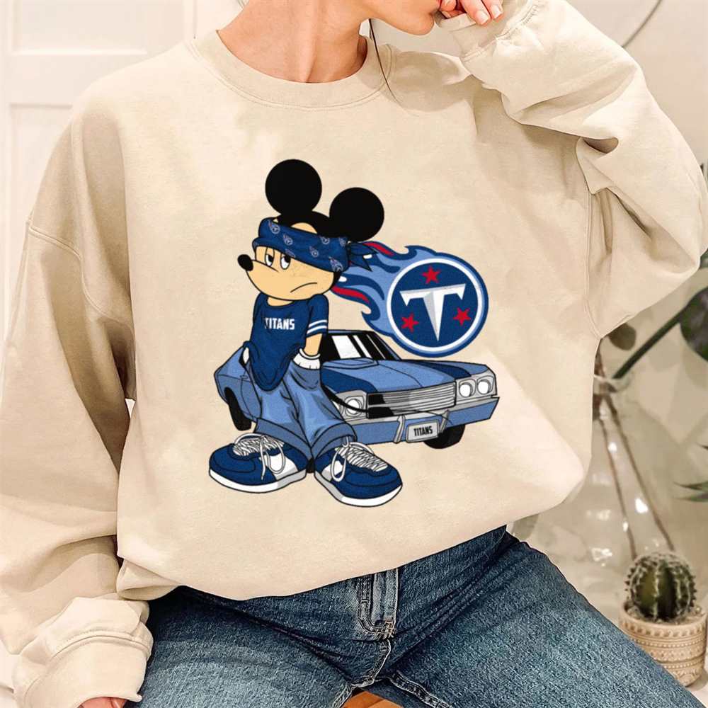 Mickey Gangster And Car Tennessee Titans T-Shirt